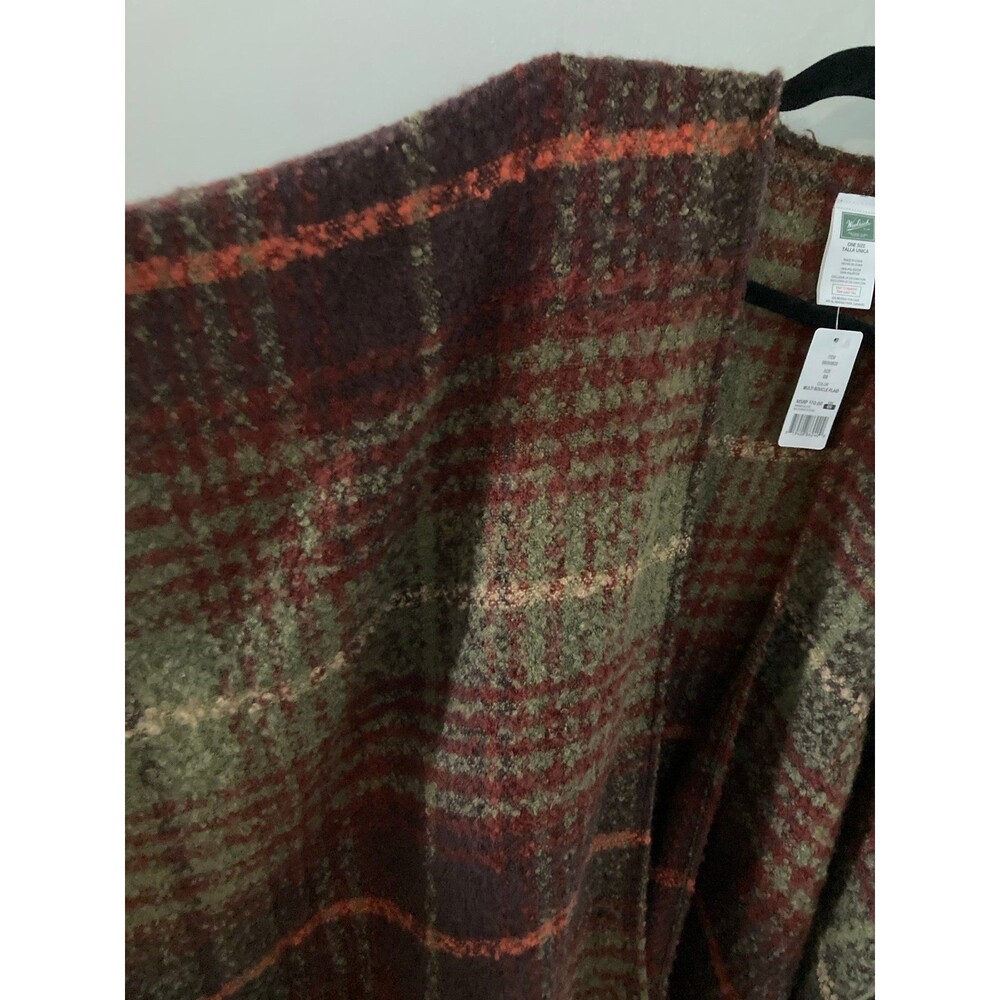 Woolrich Cozy Blanket Wrap Poncho Multi Boucle Plaid NWT - Picture 4 of 7